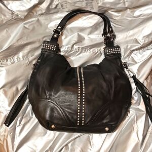 B Makowsky Black Leather Handbag